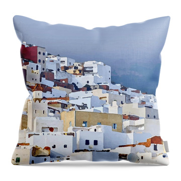 Old Arabic City Paintings Throw Pillows