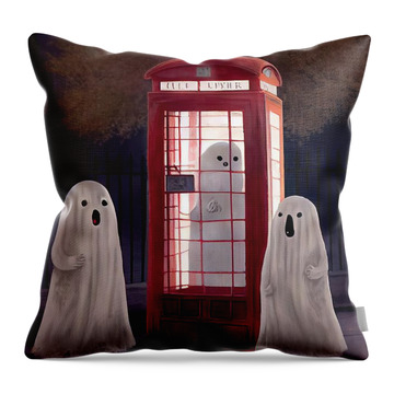 Telephone Boxes In London Throw Pillows