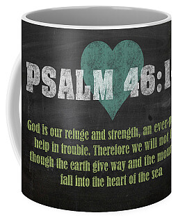 Coffee Mug with Scripture Psalm 46:1 God is our refuge and strength... Original Acrylic Pour Artwork