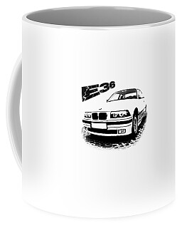 Silver BMW 3 series, E30, illustration Coffee Mug