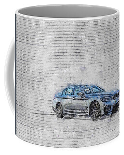 Silver BMW 3 series, E30, illustration Coffee Mug