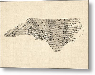 North Carolina Map Metal Prints