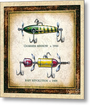 Antique Fishing Lures Metal Prints and Antique Fishing Lures Metal