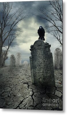 Crows On Tombstones Metal Prints
