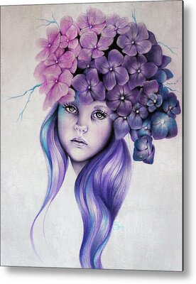 Flower Pink Fairy Child Mixed Media Metal Prints
