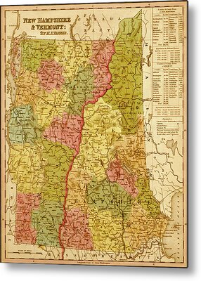 New Hampshire Map Metal Prints