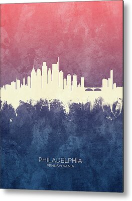 Philadelphia Skyline Digital Art Metal Prints