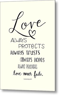 Love Never Fails Metal Prints