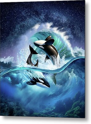 Jumping Dolphin Metal Prints