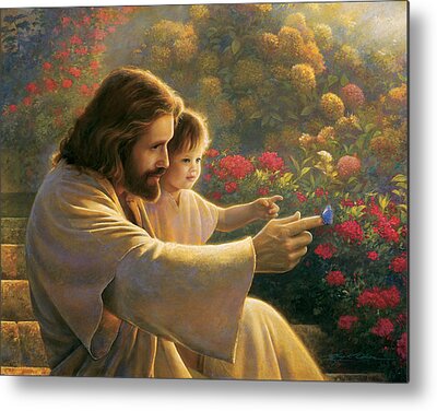 Jesus With A Child Paintings Metal Prints