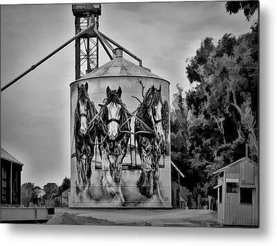 Horse And Cart Mixed Media Metal Prints