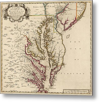 Delaware Map Metal Prints