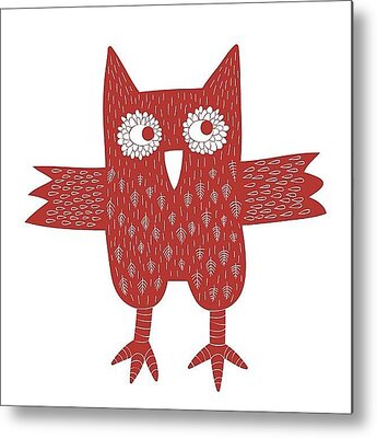 Red Bird Metal Prints