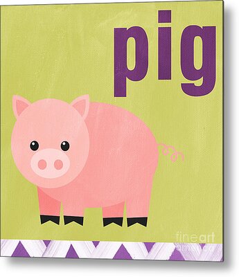 Pink Pig Metal Prints