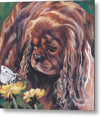 Beautiful Ruby Cavalier King Charles Spaniel Dog Painting by LA.Shepard  Recessed Framed Print by LA Shepard Dog Artist
