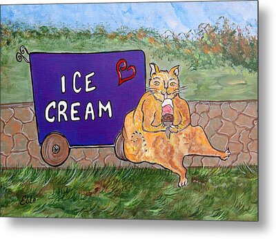  Fat  Cat  And Ice  Cream  Painting by Ella Kaye Dickey