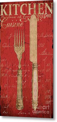 Vintage Kitchen Utensils In Red Painting by Grace Pullen