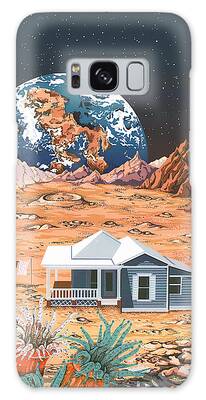 Moonscape Drawings Galaxy Cases
