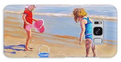 Girl On Beach Paintings Galaxy Cases