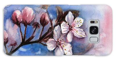 Pink Flower Branch Paintings Galaxy Cases