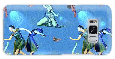 Blue And Green Leaping Dancers Galaxy Cases