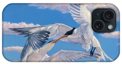Flying Seagulls Paintings iPhone Cases