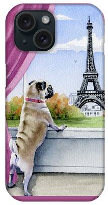 Pug Watercolor iPhone Cases
