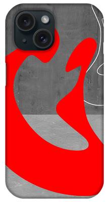Red Abstract Mixed Media iPhone Cases