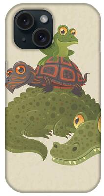 Louisiana Alligator Digital Art iPhone Cases