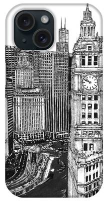 Chicago Black White Paintings iPhone Cases