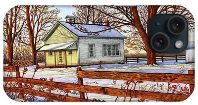 Old School House Paintings iPhone Cases