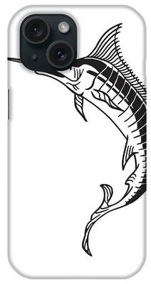 Black Marlin Drawings iPhone Cases