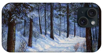 Winter Light Through The Trees Paintings iPhone Cases