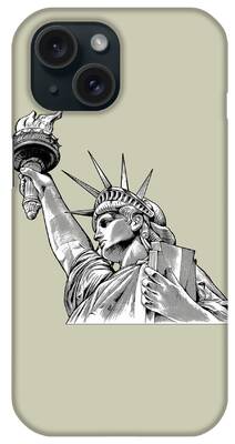 Goddess Of Liberty Digital Art iPhone Cases
