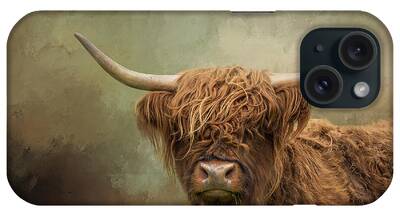 Highland Cow Digital Art iPhone Cases