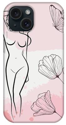 Pink Flowers Drawings iPhone Cases