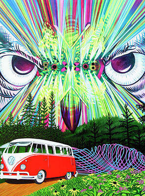 POSTER PSYCHEDELIC VW BUS #FP0329 LW1 F FREE SHIPPING COLLAGE
