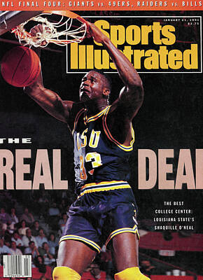 Los Angeles Lakers Shaquille Oneal With Kareem Abdul-jabbar Sports  Illustrated Cover Wood Print by Sports Illustrated - Sports Illustrated  Covers