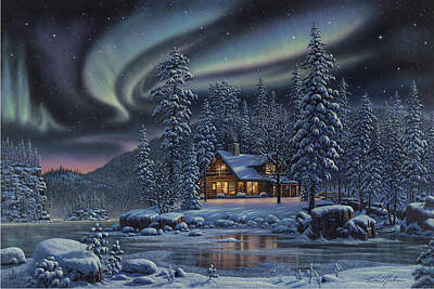 XM6 Vintage Night Christmas Eve Snow Scene Fine Art Poster Print A1/A2/A3/A4 