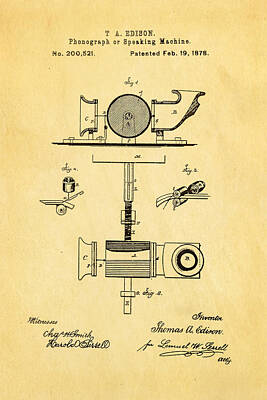 Thomas Edison Poster de Patente Patent Póster Con Diseños Patentes Decoracion de Hogar Inventos Carteles Prints Art Posters Regalos Decor Marco No Incluido Pack de 3 Láminas 
