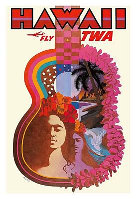 Decor Travel Poster.Fine Graphic Art Design.HAWAII Dancer.Aviation.Wall Art.644 