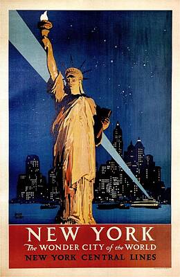 TX239 Vintage 1950's New York Statue of Liberty Travel Poster A1/A2/A3/A4 