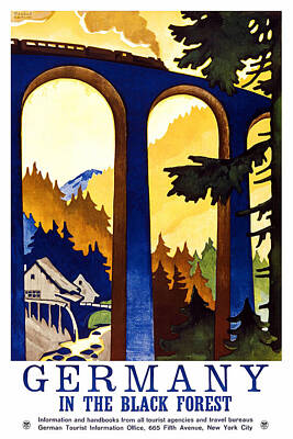 German Train Vintage painting Travel Poster art Print on canvas painting 
