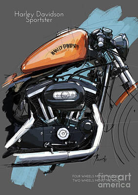 Harley Davidson Sportster forty-eig mbike0095 impresión Poster A4 A3 A2 A1