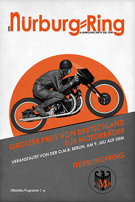 POSTER MOTORCYCLE RIDING NURBURGRING GERMANY LIFE IS GOOD VINTAGE REPRO FREE S/H