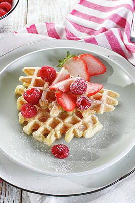 Waffles Strawberries Chocolate  A0 A1 A2 A3 A4 Satin Photo Poster a1097h