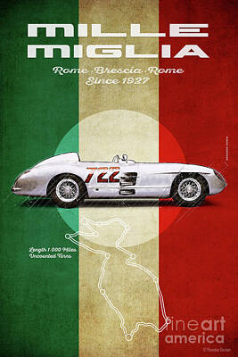 1991 Mille Miglia Italian Motor Racing Poster A3 Print