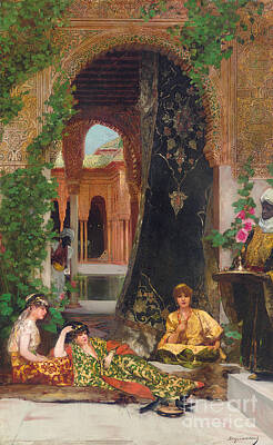 Moroccan Courtyard Paintings Posters