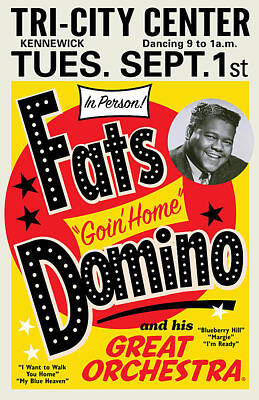 Concert poster FATS DOMINO 10x8" Retro Vintage Metal Advertising sign 2 