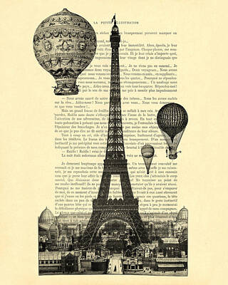 Vintage Eiffel Tower Digital Art Posters